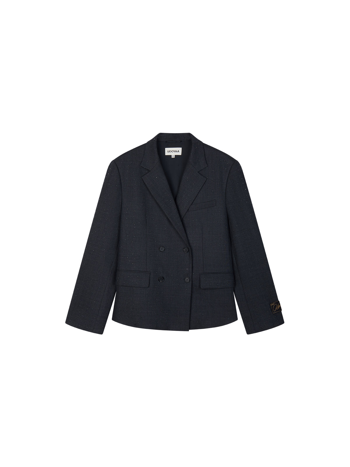Asymmetric Pleat Rhinestone Blazer