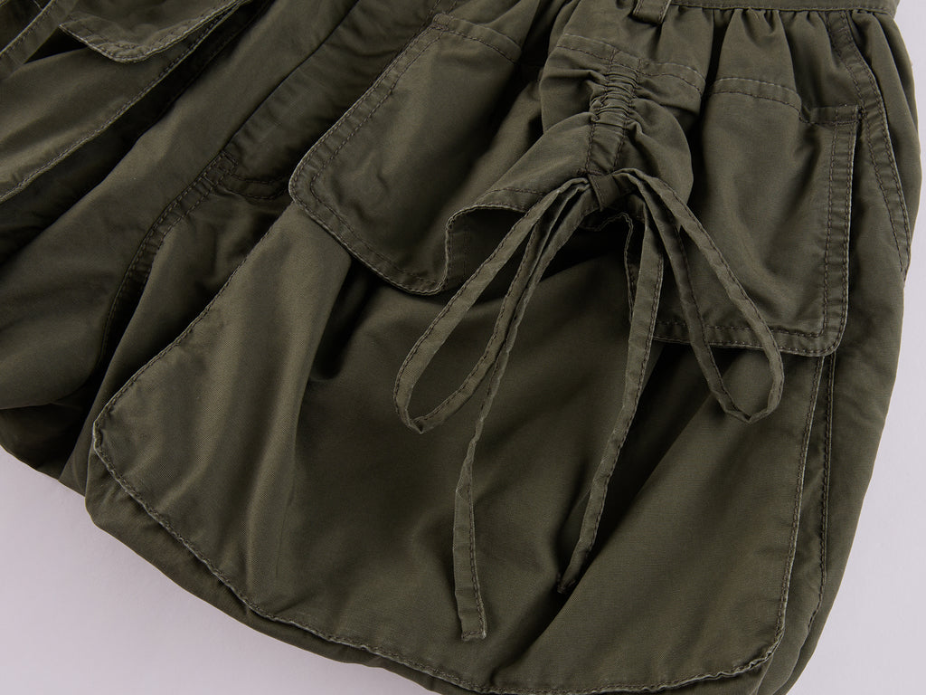 Bow-Detail Drawstring Cargo Shorts