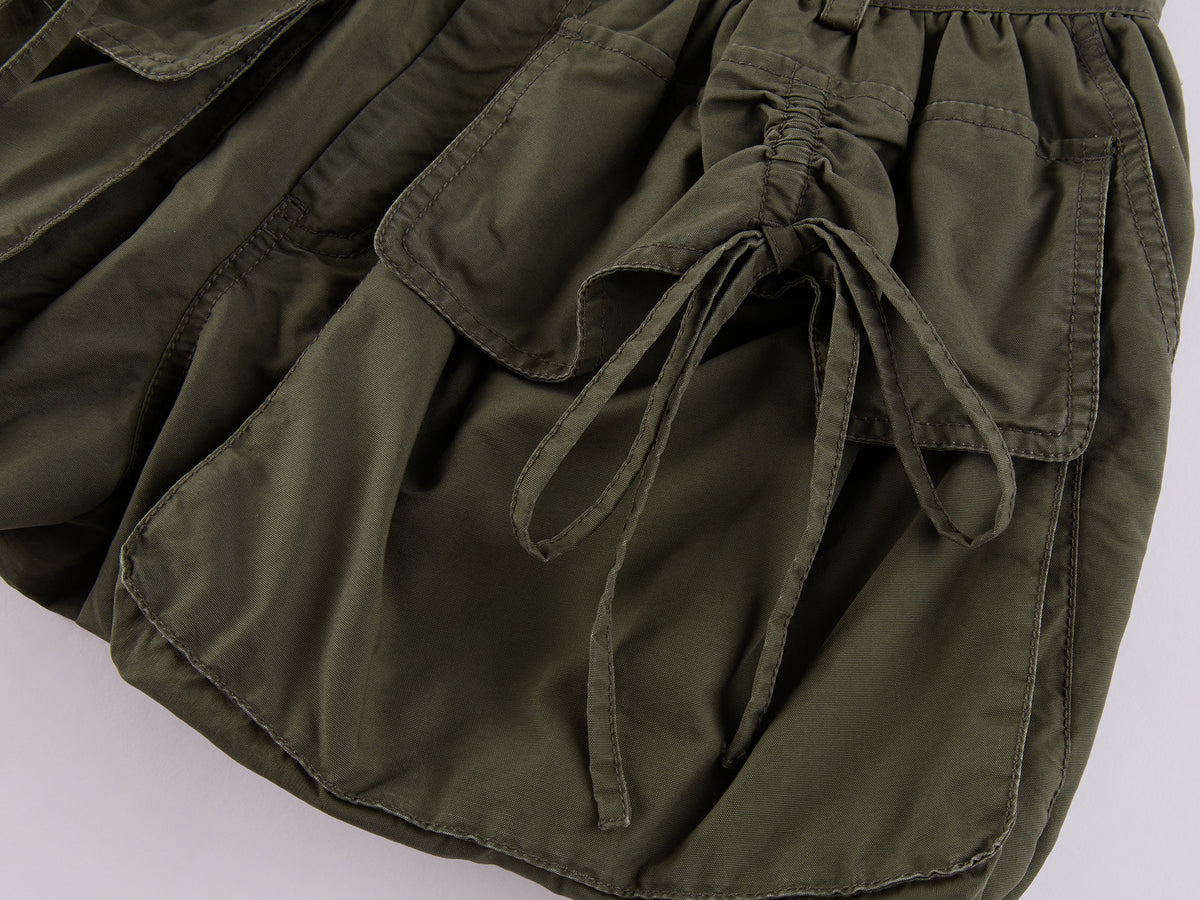 Bow-Detail Drawstring Cargo Shorts