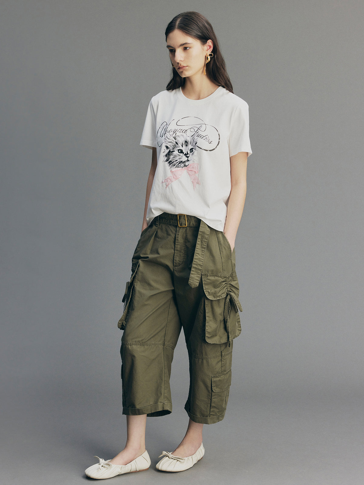Bow-Detail Drawstring Cargo Pants