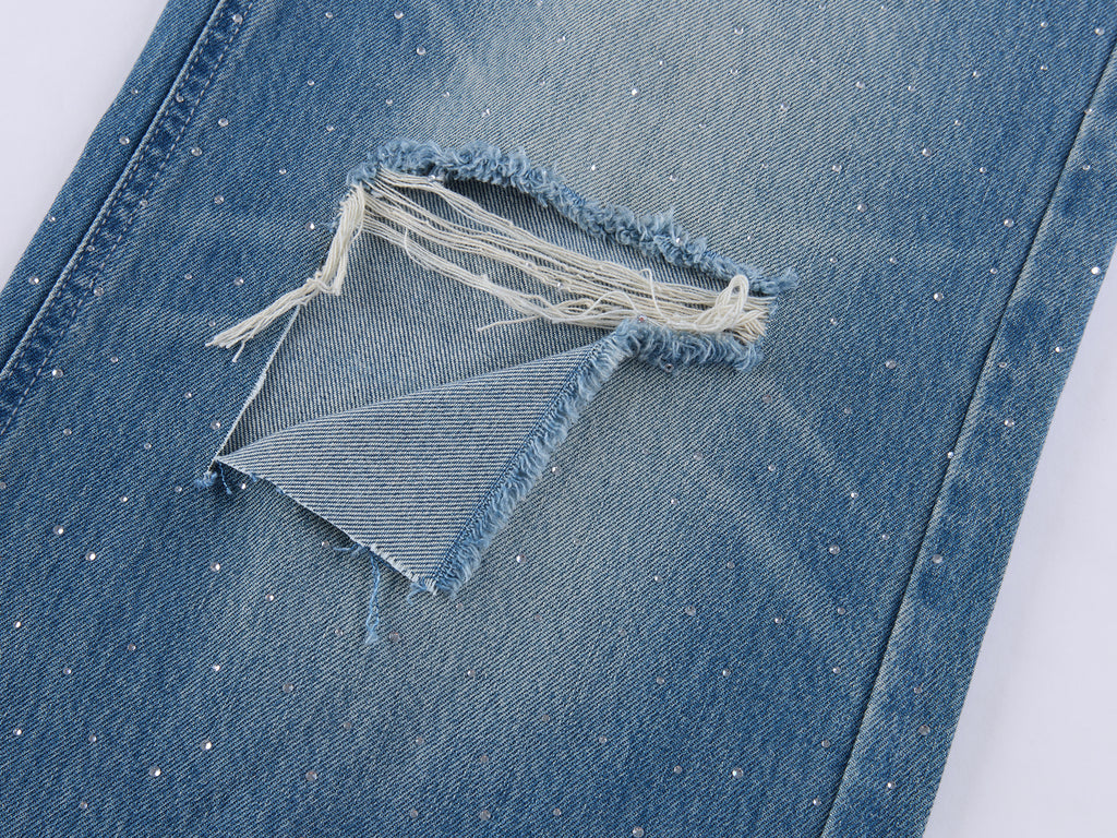 Vintage Rhinestone Straight Jeans