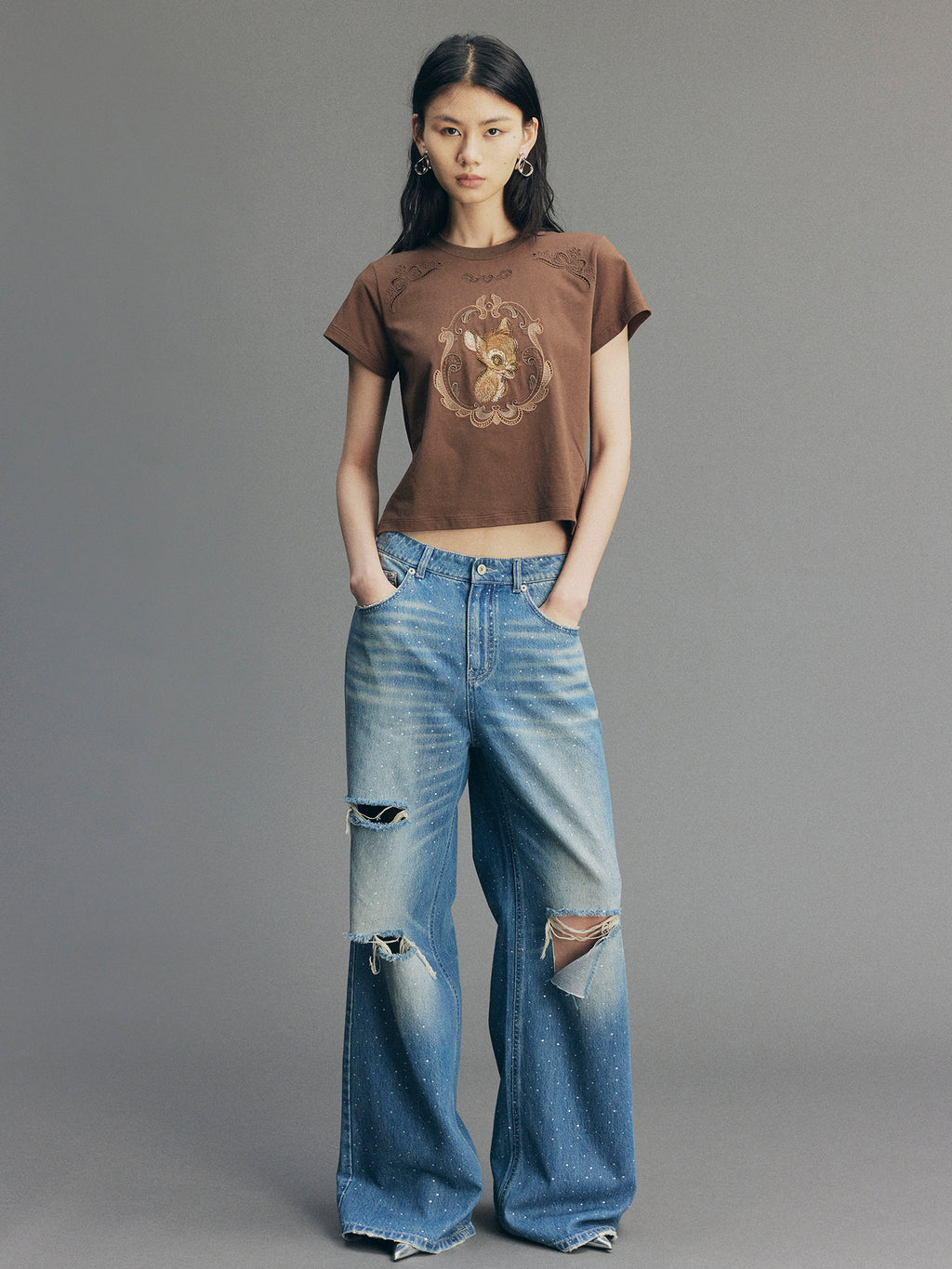 Vintage Rhinestone Straight Jeans