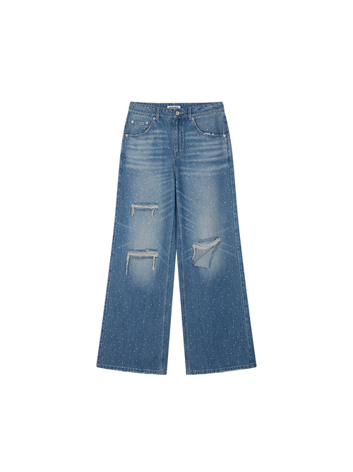 Vintage Rhinestone Straight Jeans