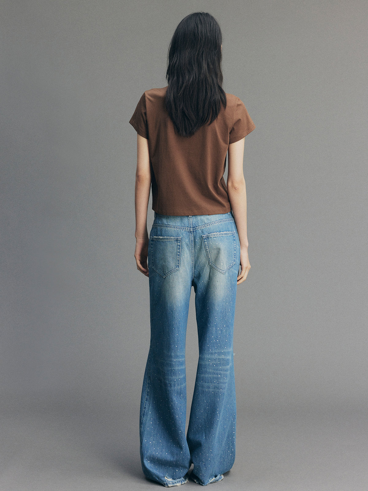 Vintage Rhinestone Straight Jeans