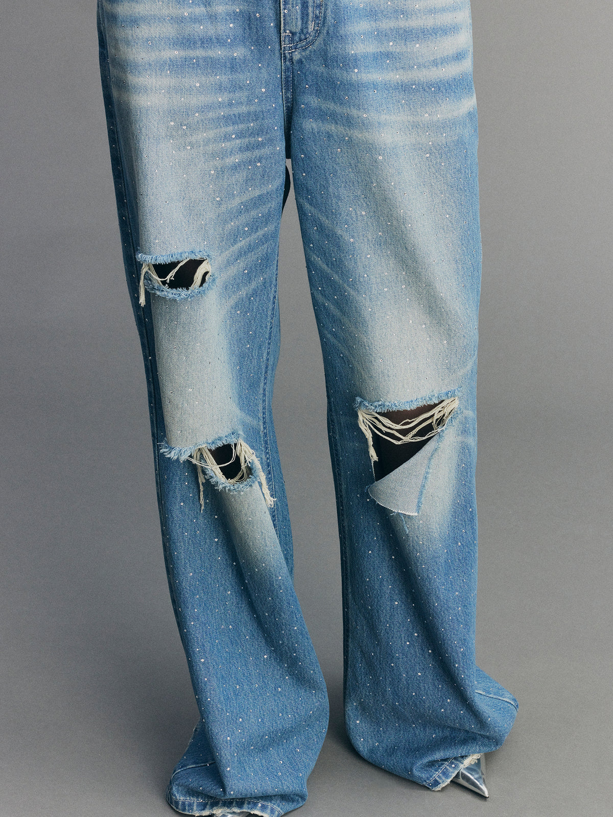 Vintage Rhinestone Straight Jeans