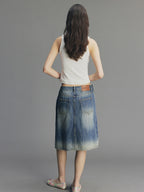 Vintage 3D-Bow Denim Mini Skirt