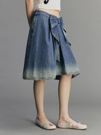 Vintage 3D-Bow Denim Mini Skirt