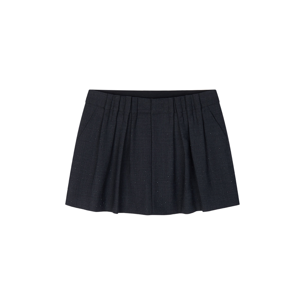 Asymmetric Pleat Rhinestone Pencil Skirt
