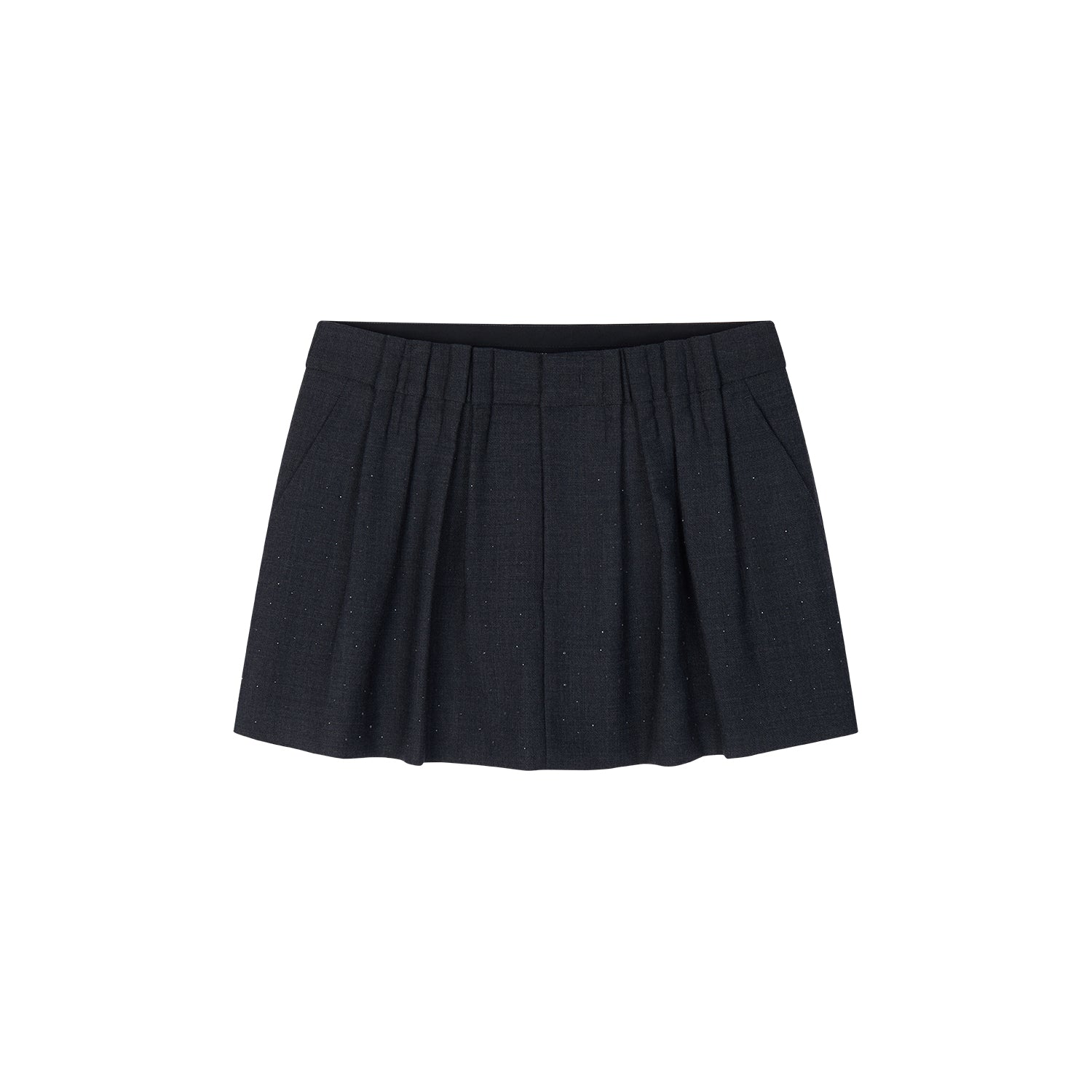 Asymmetric Pleat Rhinestone Pencil Skirt