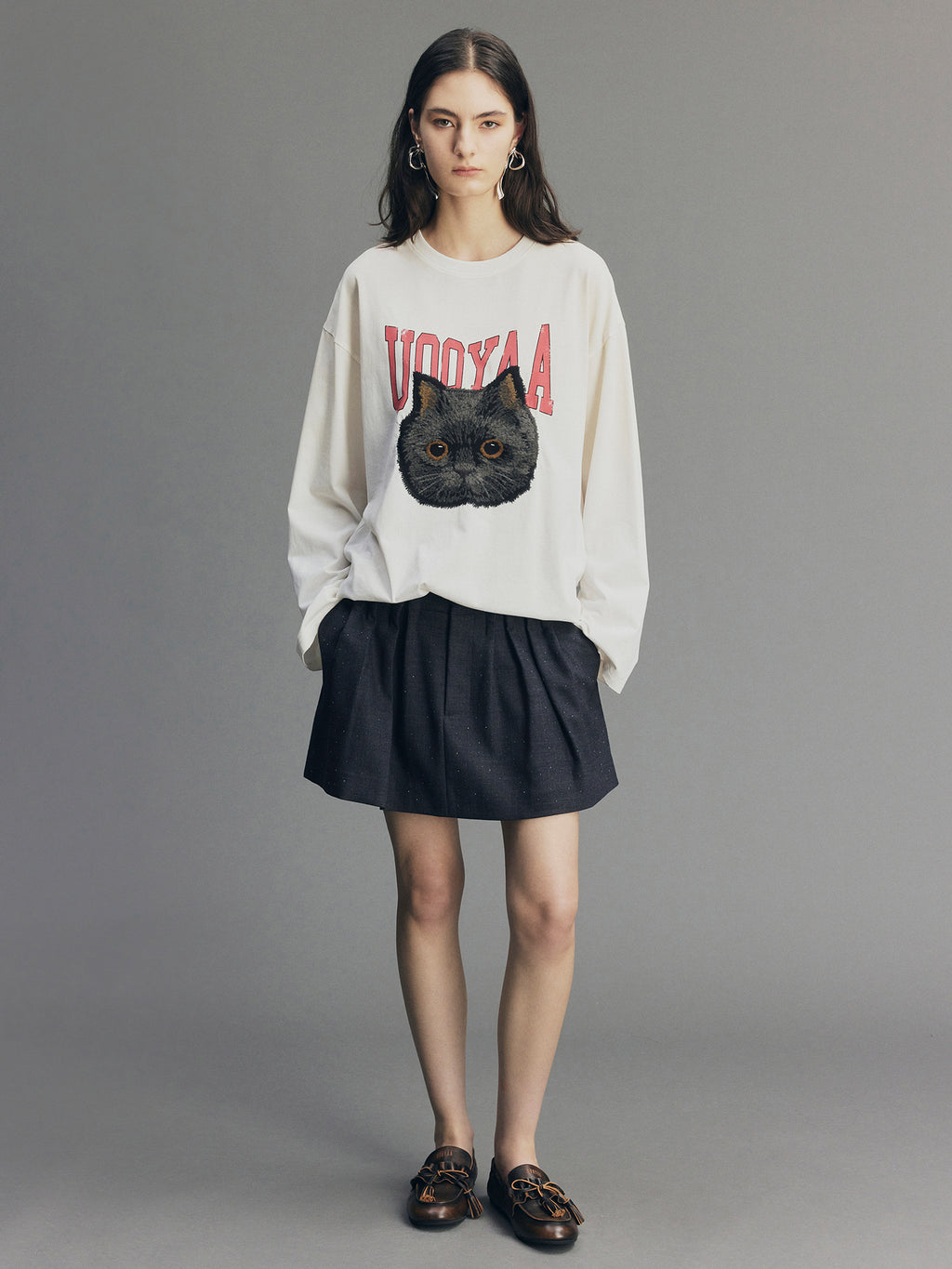 Asymmetric Pleat Rhinestone Pencil Skirt