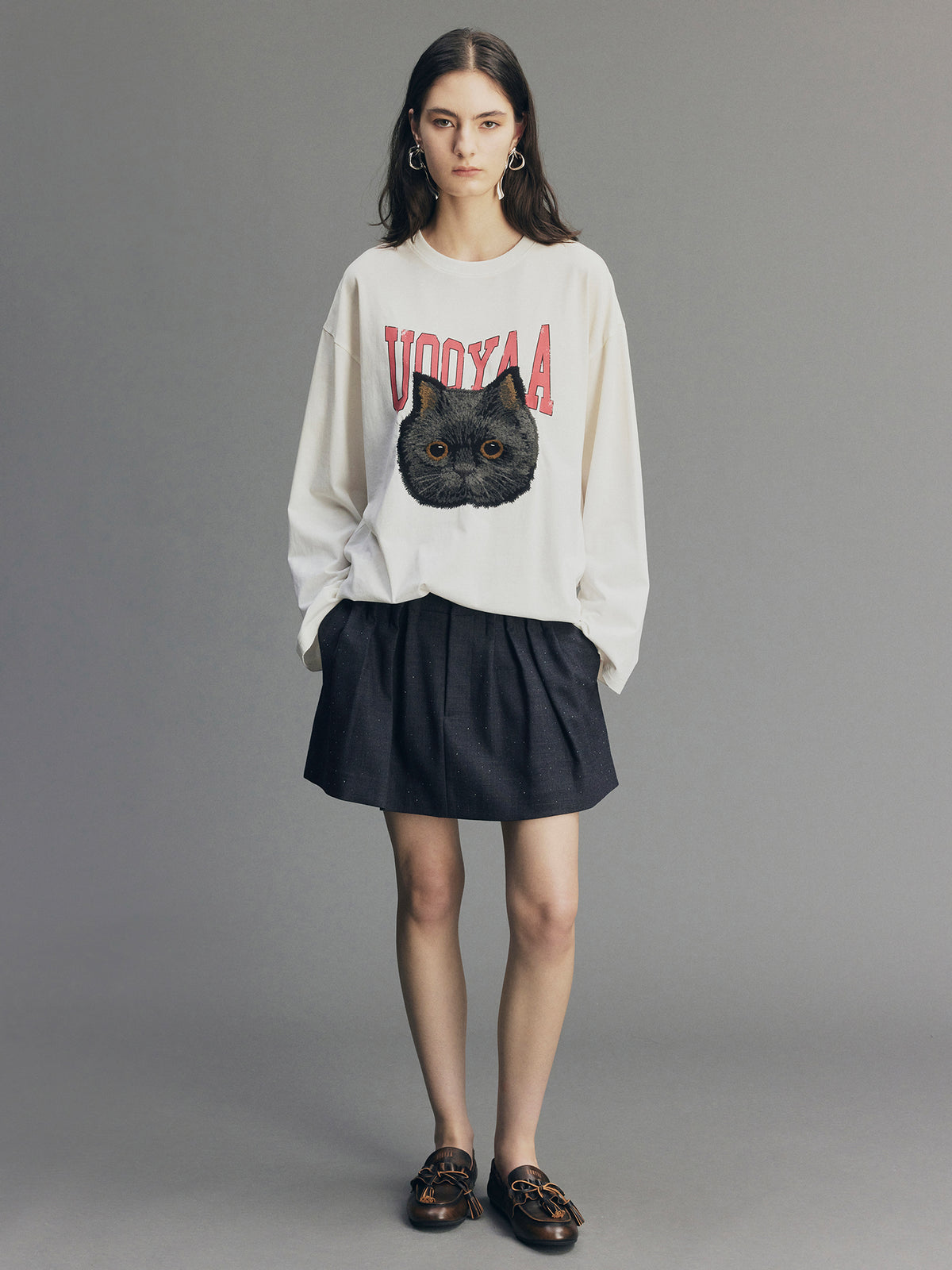 Asymmetric Pleat Rhinestone Pencil Skirt