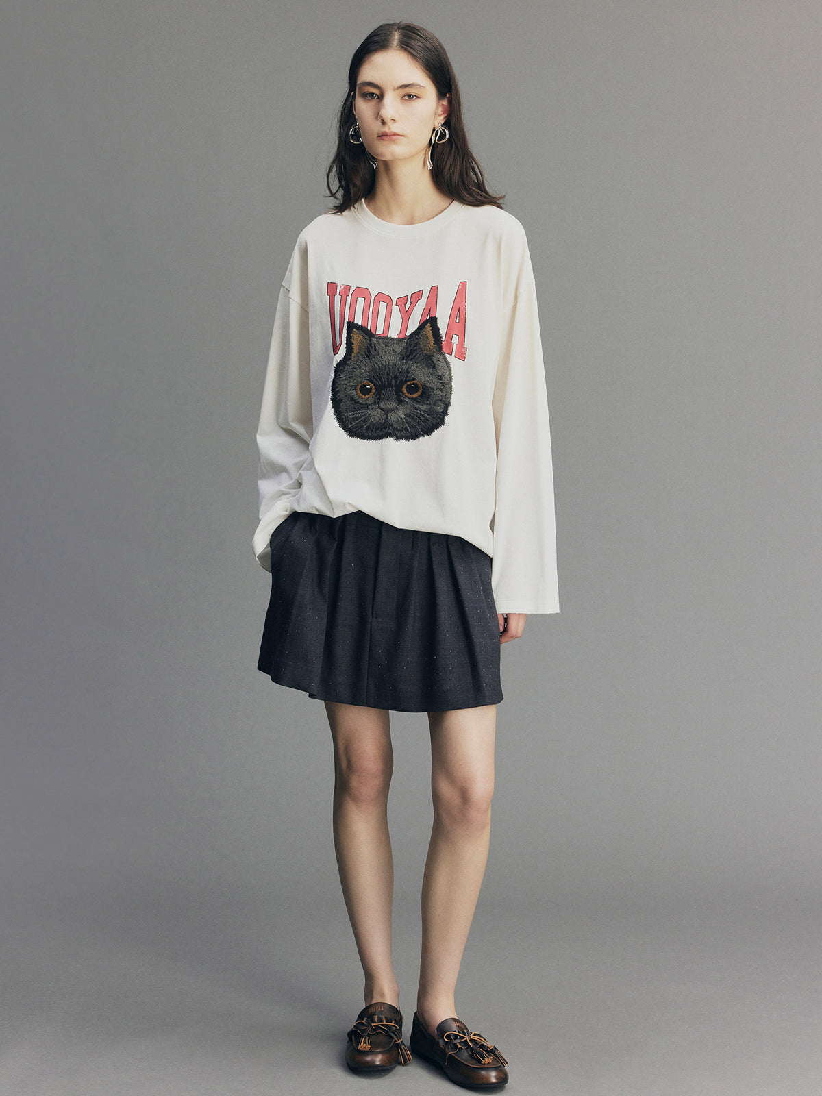 Asymmetric Pleat Rhinestone Pencil Skirt