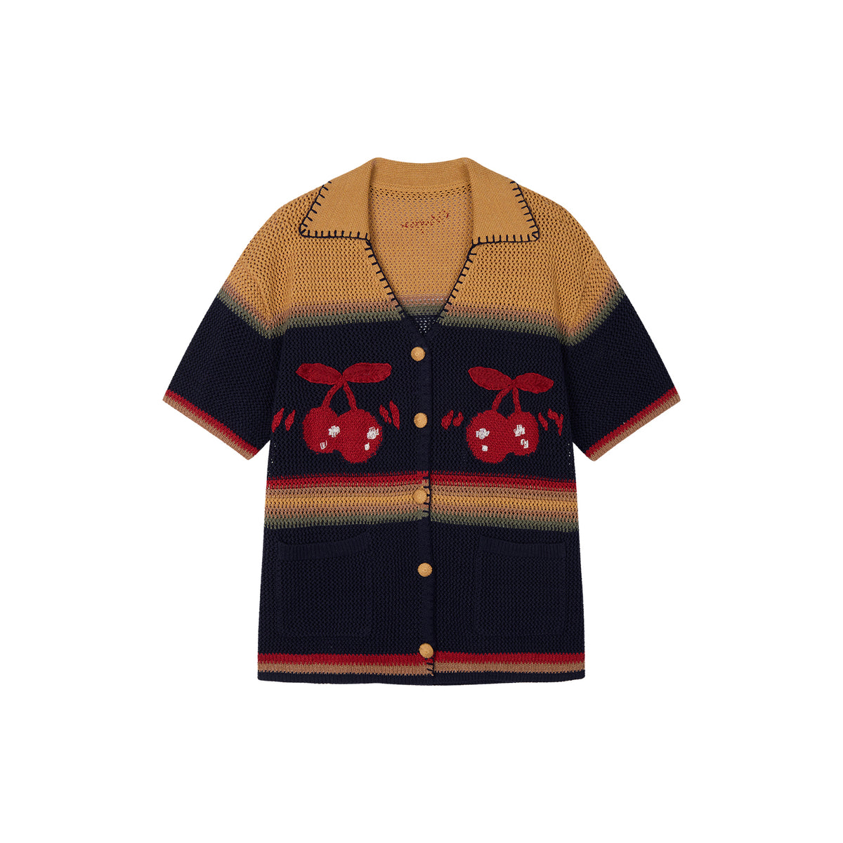 Vintage Hand-Knit Cherry Cardigan