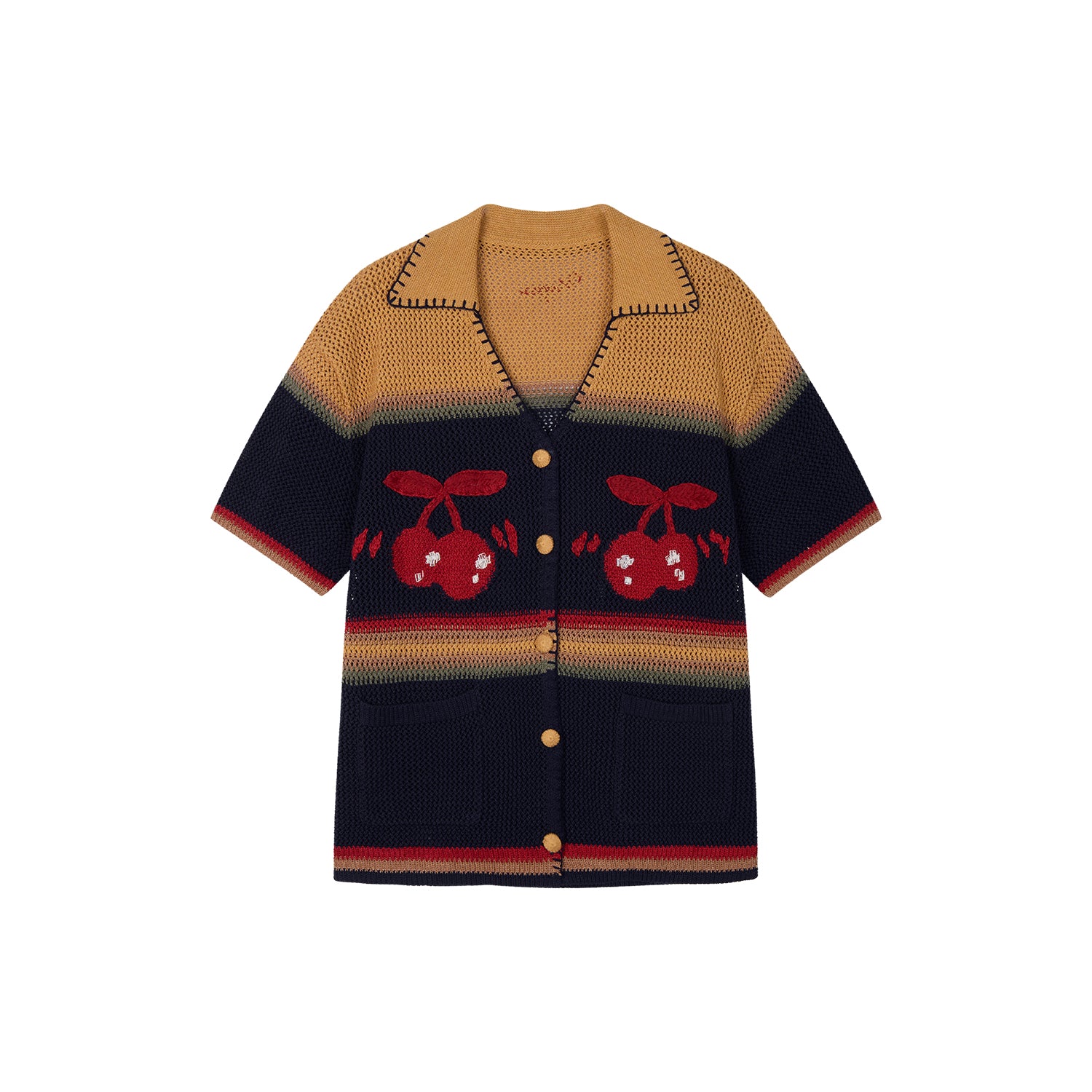 Vintage Hand-Knit Cherry Cardigan