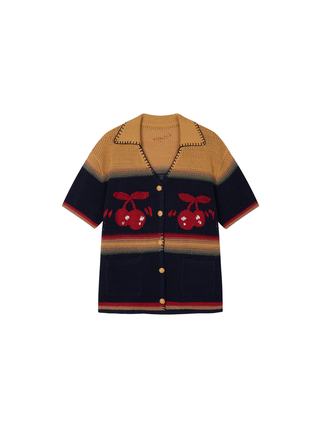 Vintage Hand-Knit Cherry Cardigan