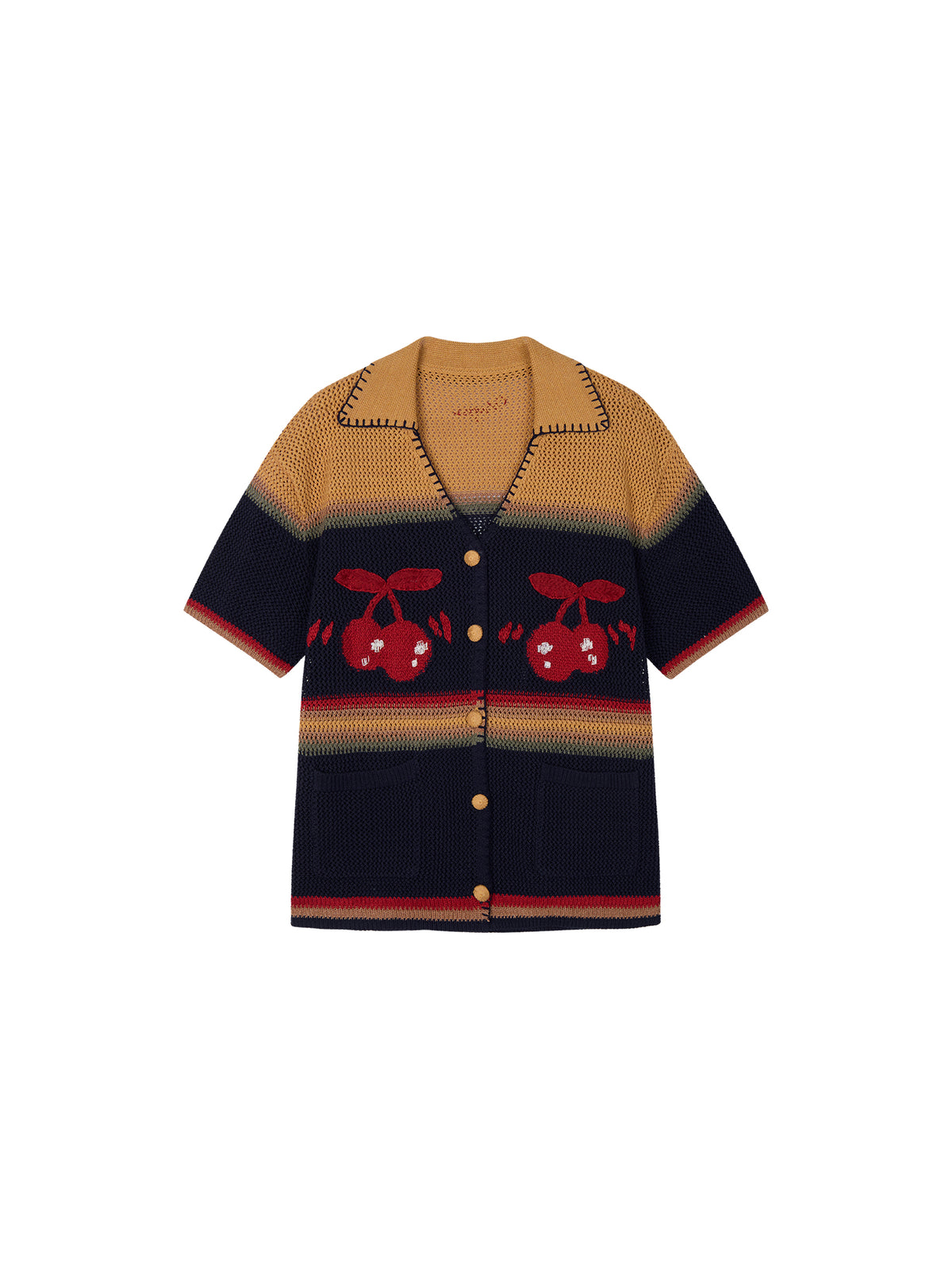Vintage Hand-Knit Cherry Cardigan