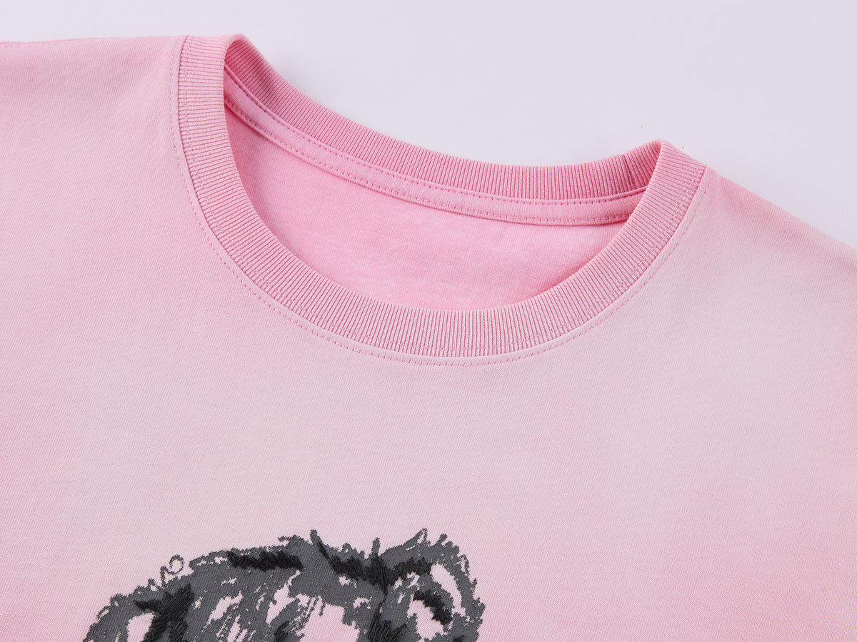 Bear-Print Embroidery T-shirt