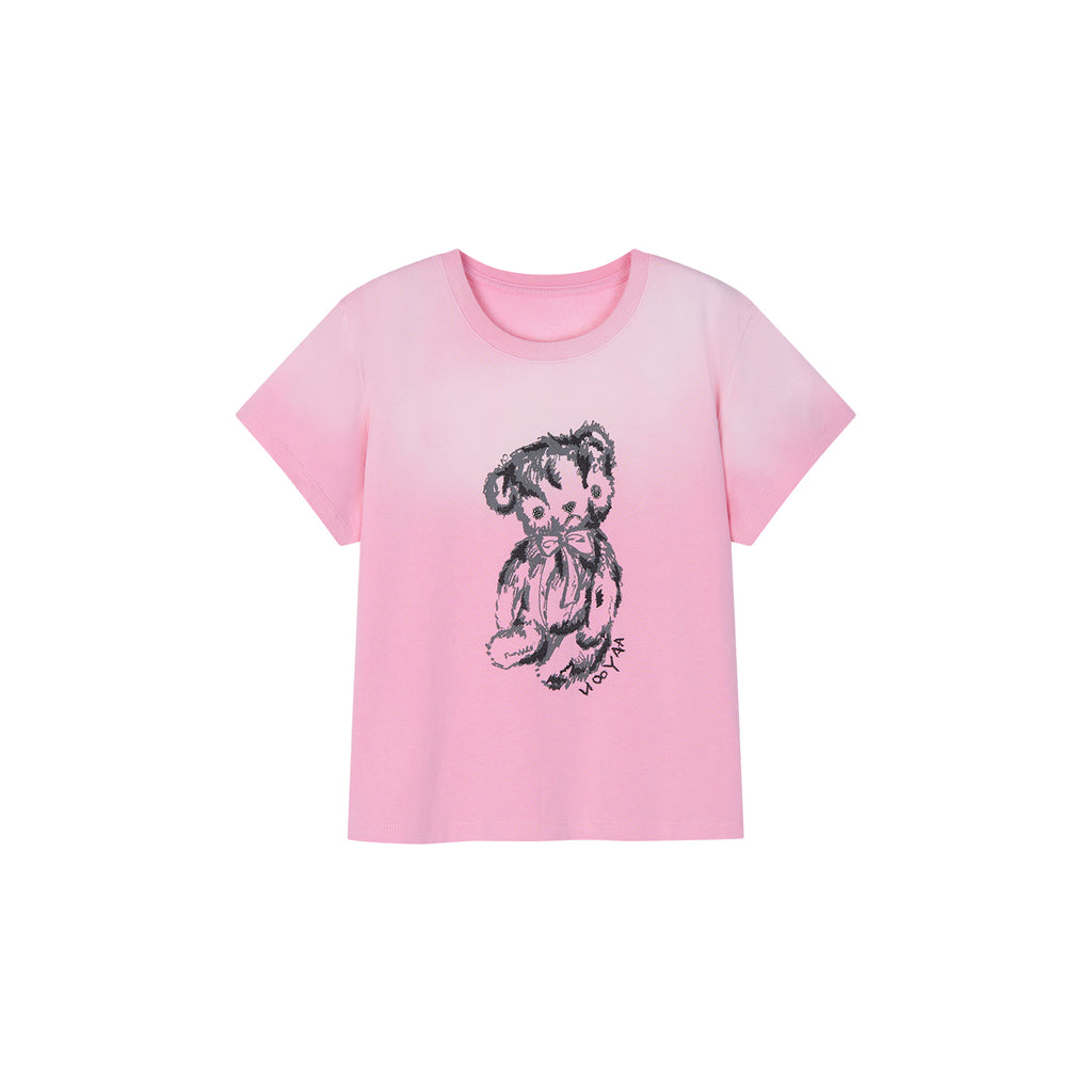 Bear-Print Embroidery T-shirt
