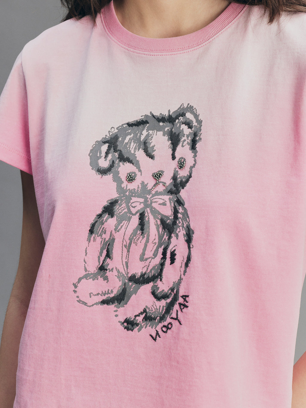 Bear-Print Embroidery T-shirt
