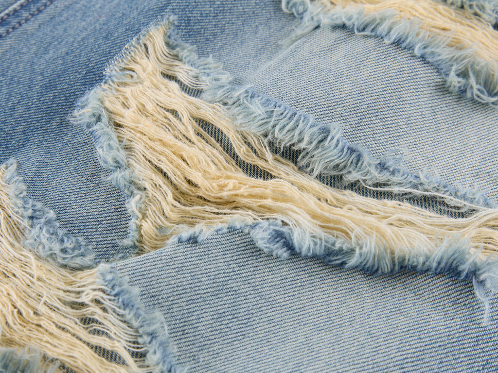 Rock Wash Distressed Straight-Leg Jeans