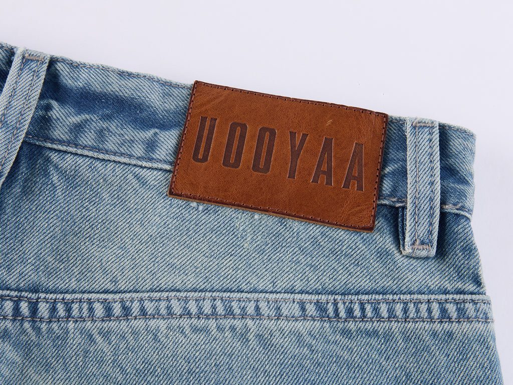 Rock Wash Distressed Straight-Leg Jeans