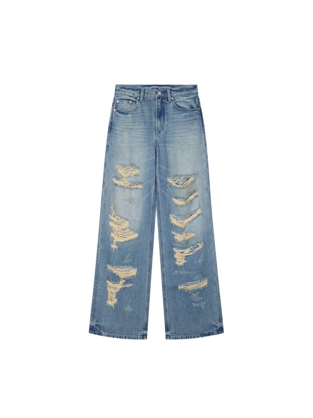 Rock Wash Distressed Straight-Leg Jeans