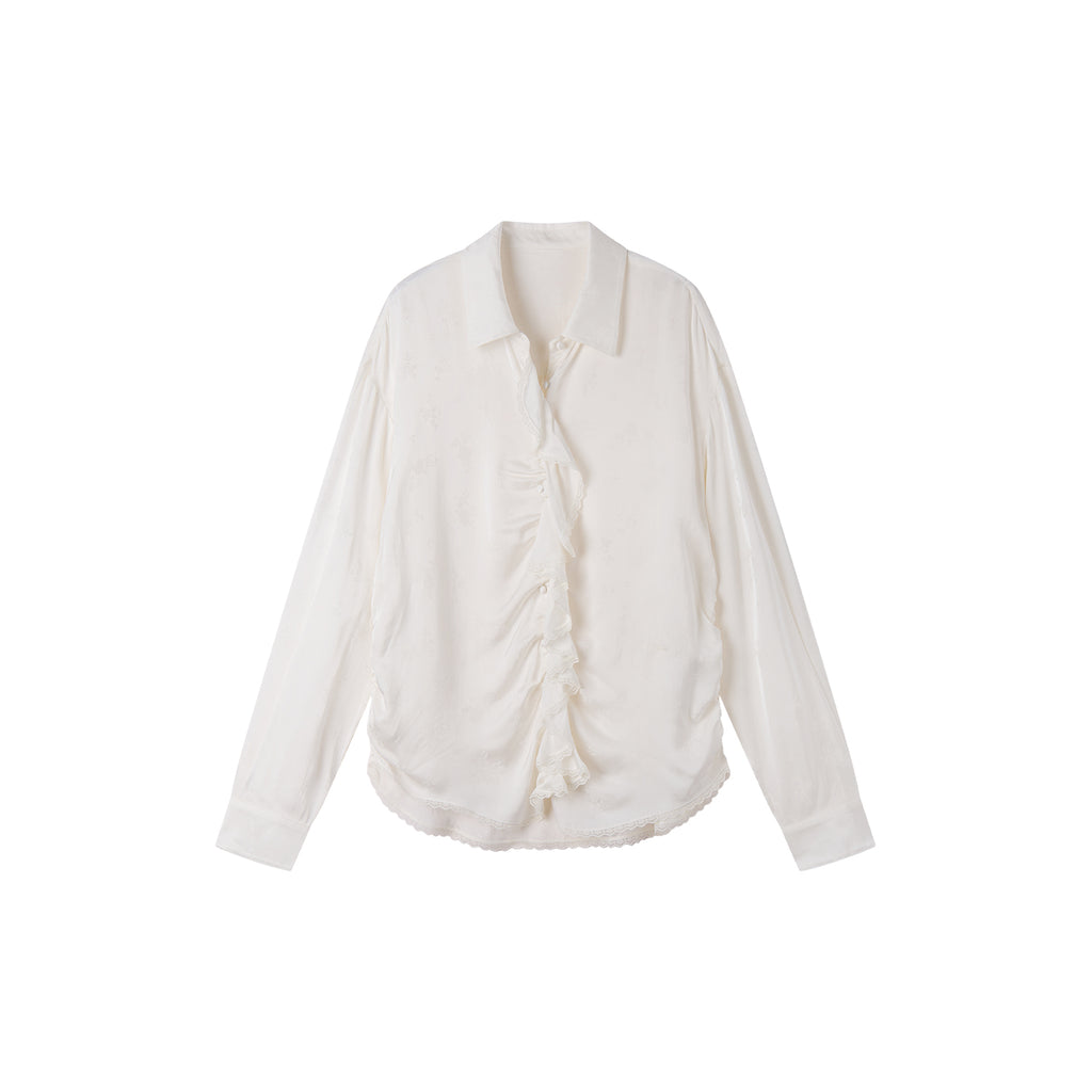 Romantic Shirring Ruffle Shirt