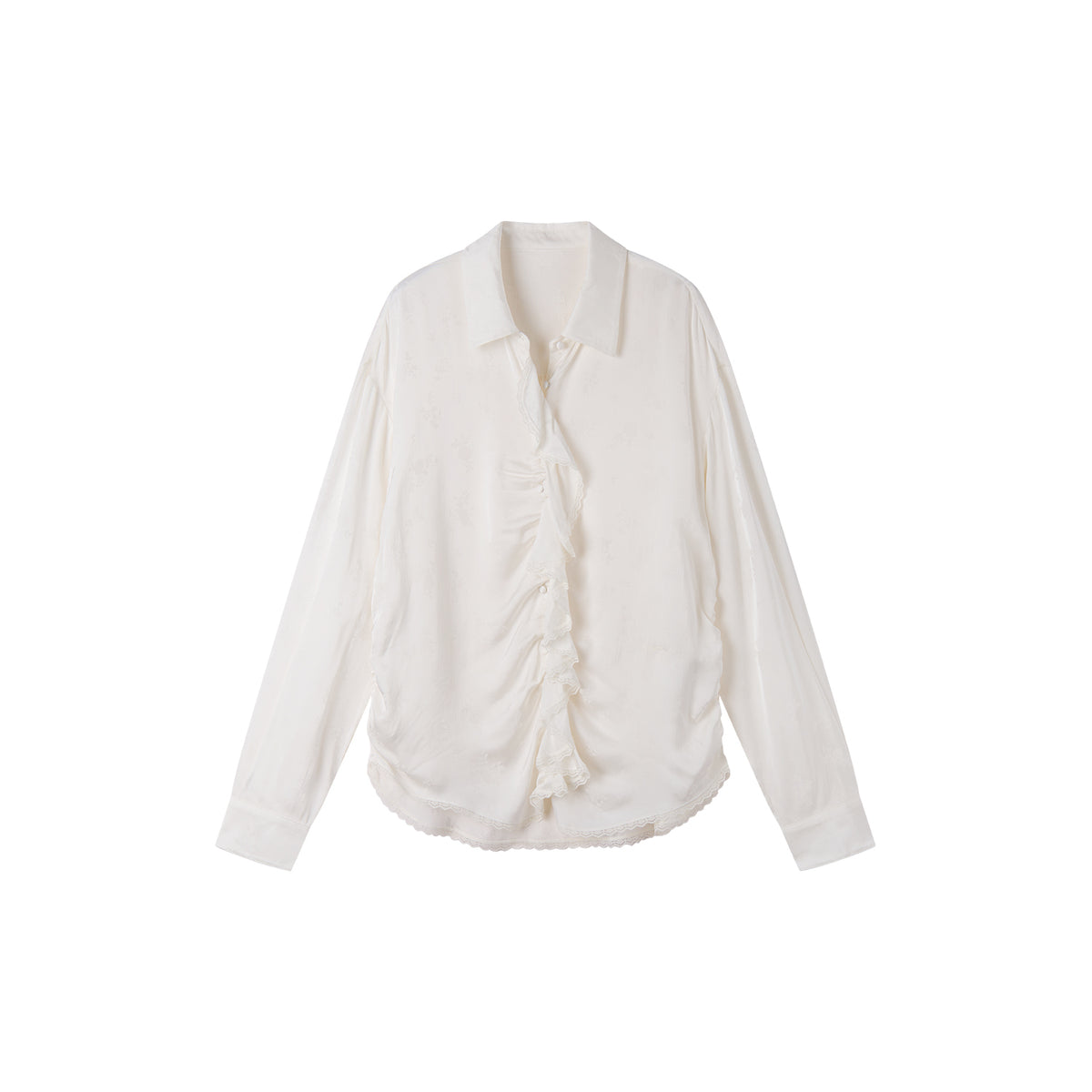 Romantic Shirring Ruffle Shirt