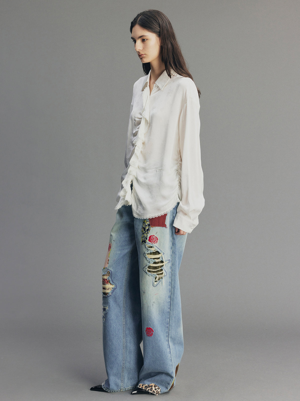 Romantic Shirring Ruffle Shirt