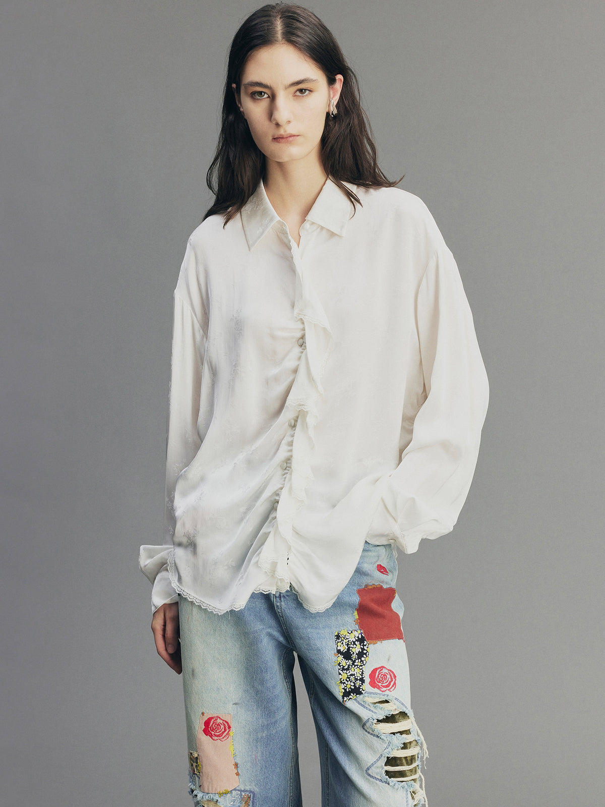 Romantic Shirring Ruffle Shirt