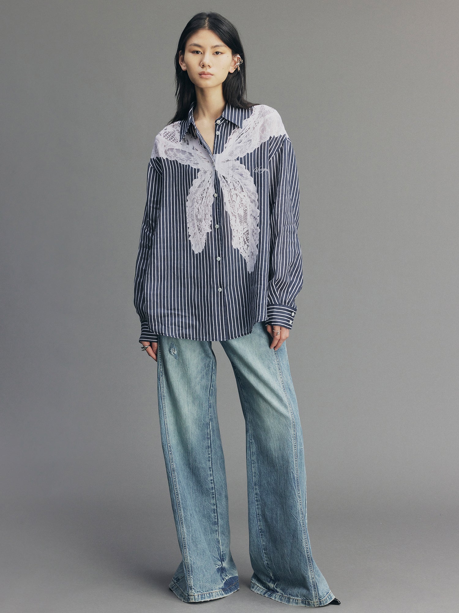 Striped Sailor Collar Shirt