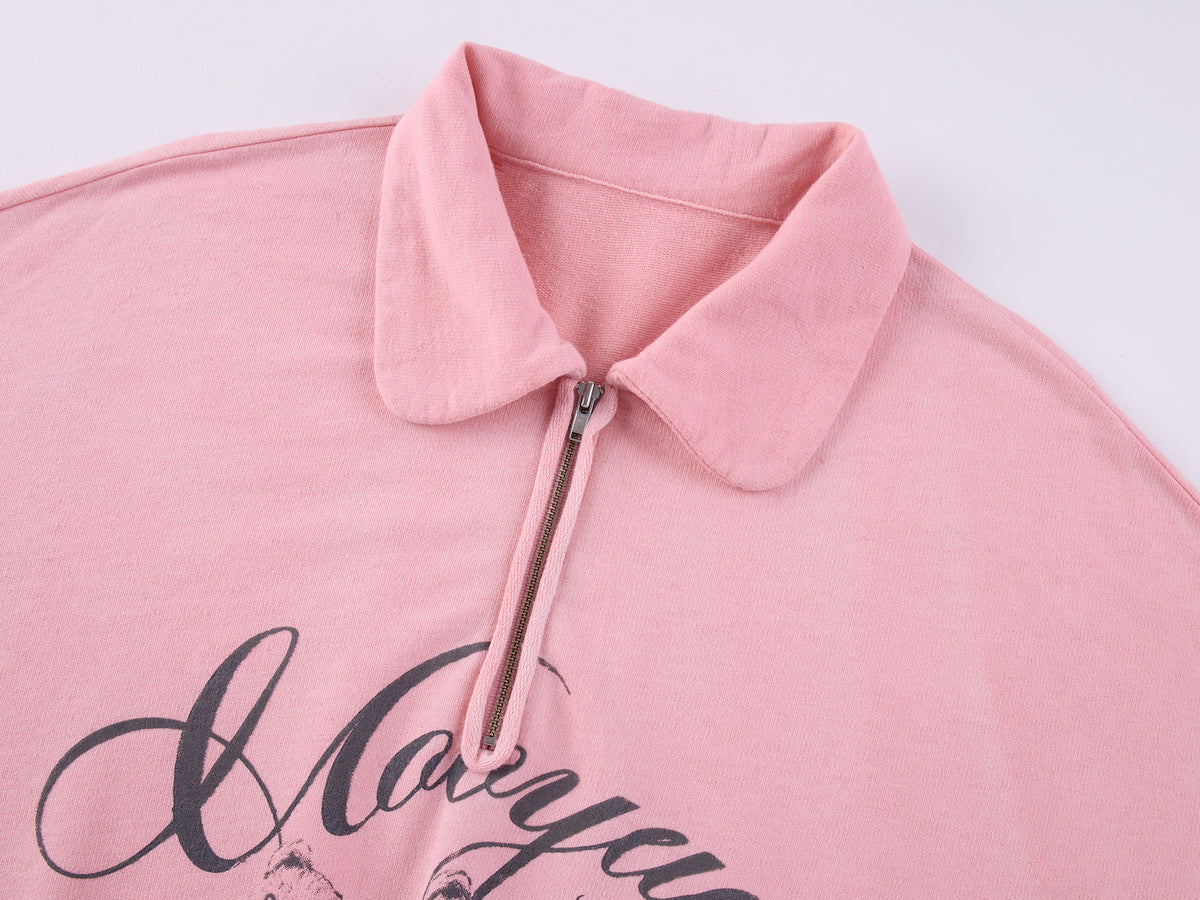 Flocked Bear Half-Zip Sweatshirt