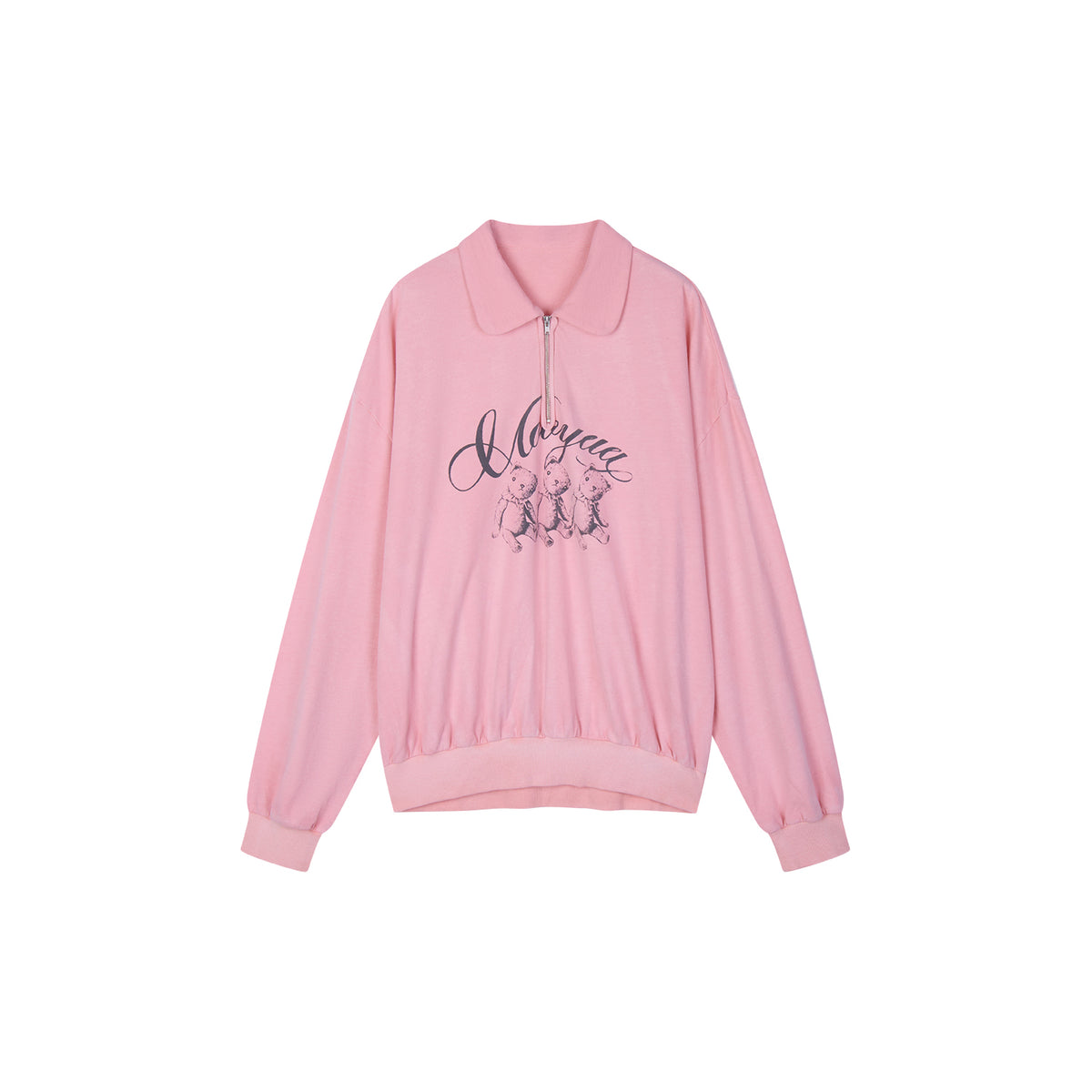 Flocked Bear Half-Zip Sweatshirt
