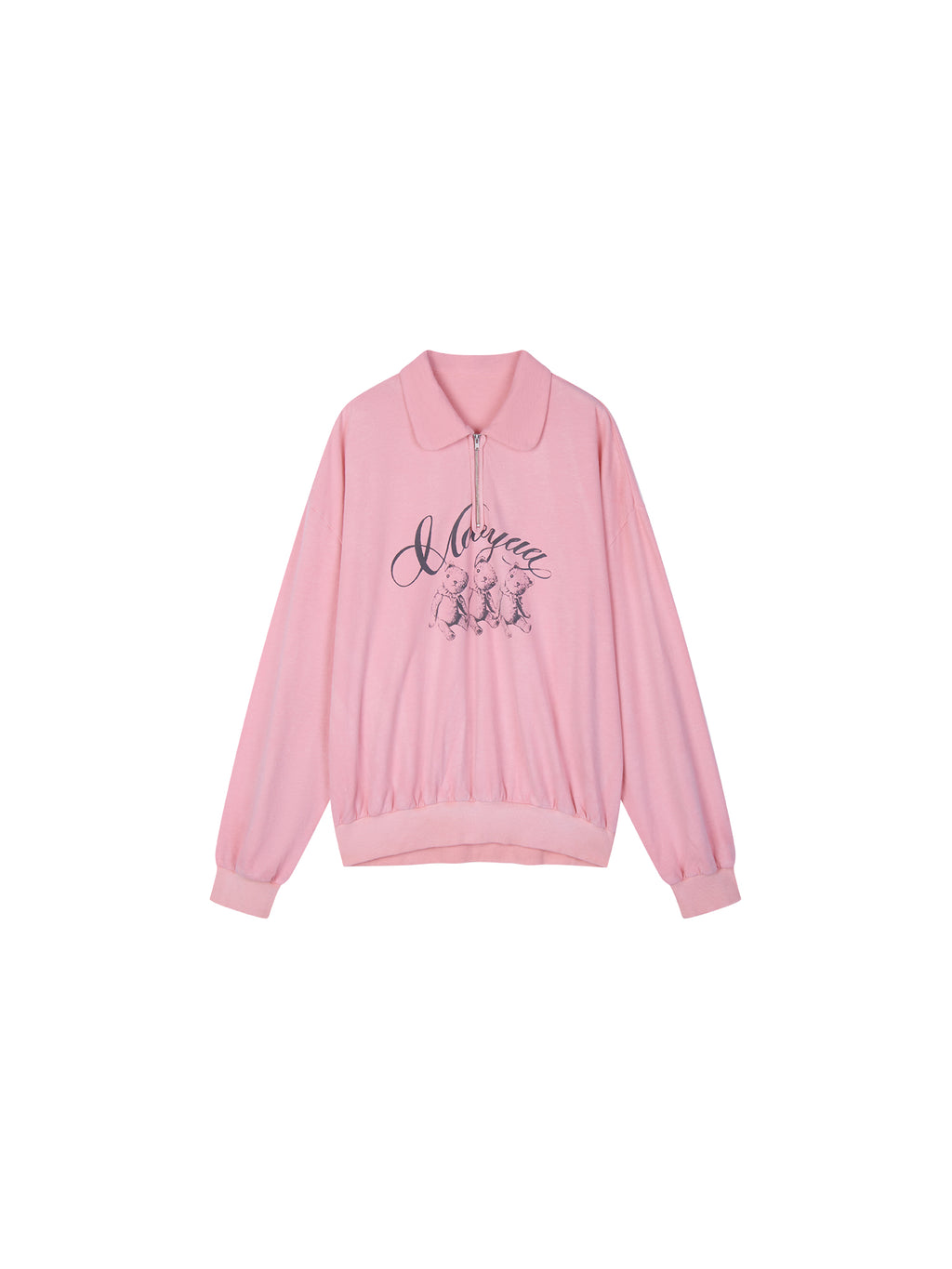 Flocked Bear Half-Zip Sweatshirt