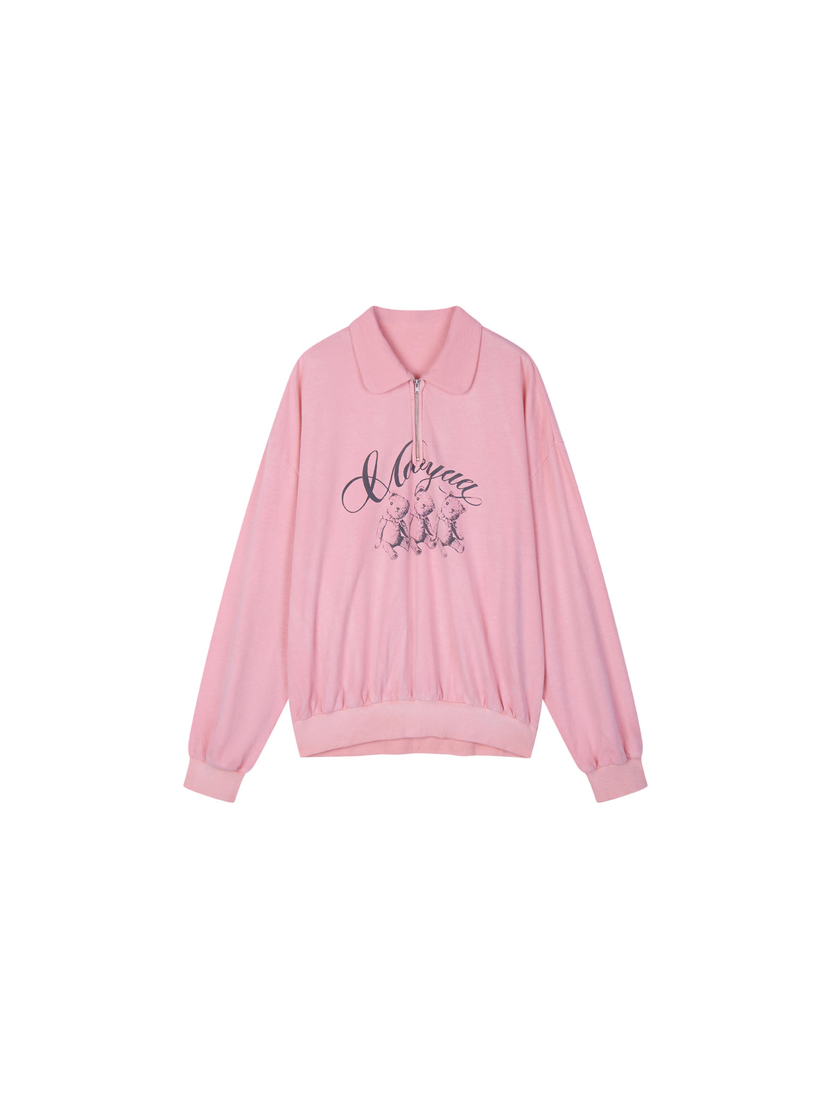Flocked Bear Half-Zip Sweatshirt