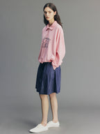 Flocked Bear Half-Zip Sweatshirt