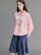 Flocked Bear Half-Zip Sweatshirt