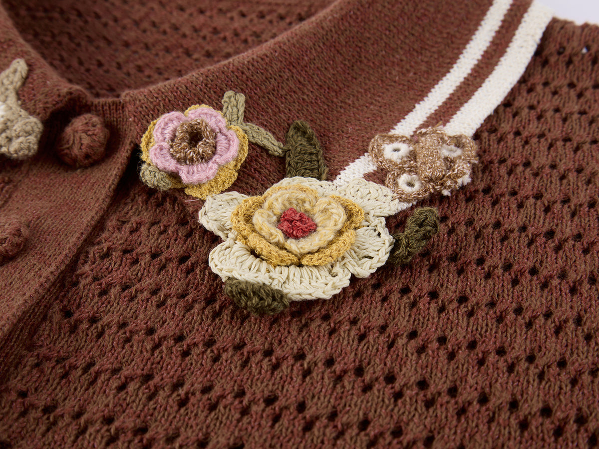 Vintage Hand-Crochet Polo Knit T-shirt