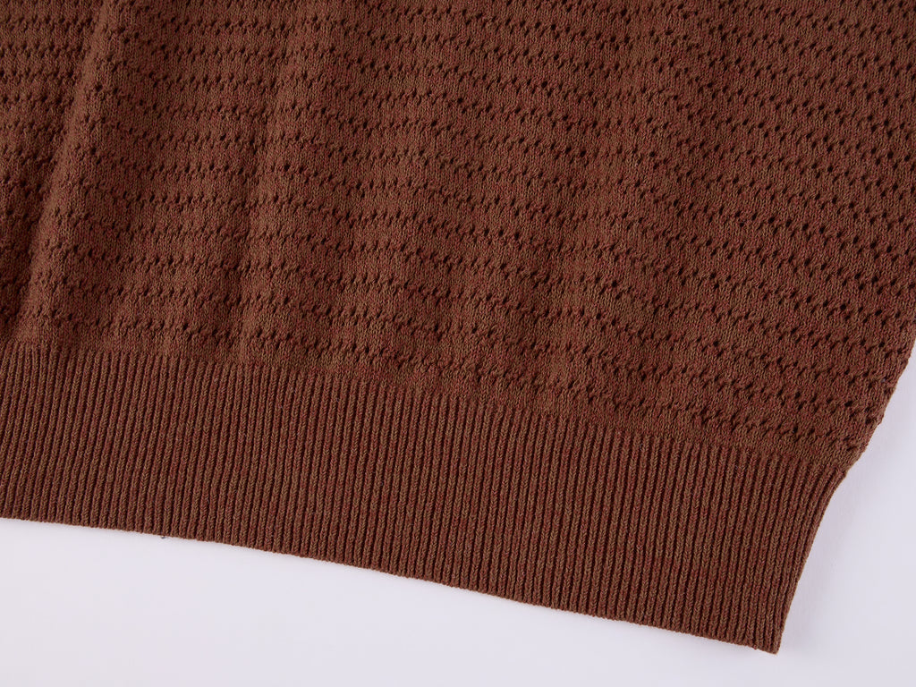 Vintage Hand-Crochet Polo Knit T-shirt