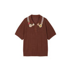 Vintage Hand-Crochet Polo Knit T-shirt