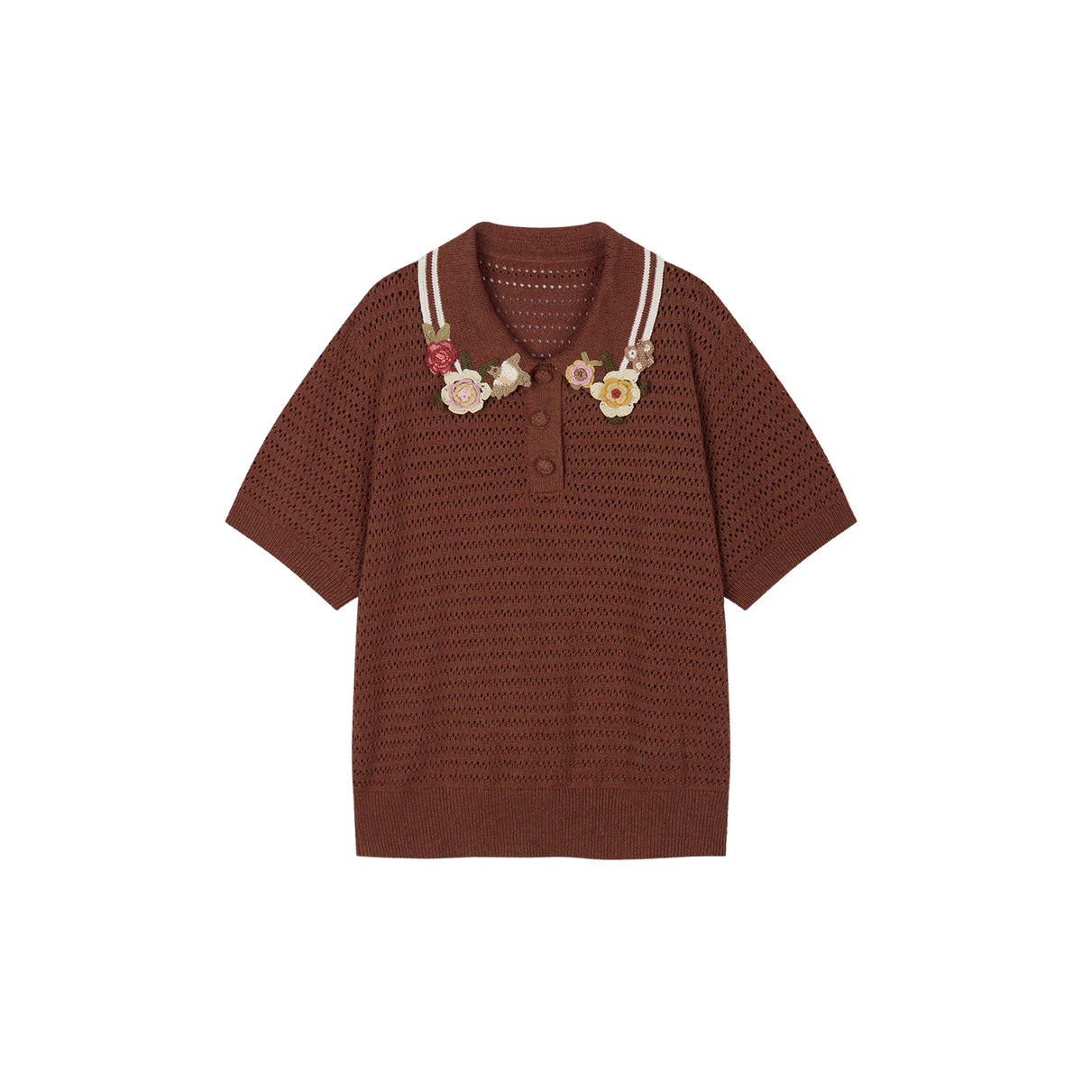 Vintage Hand-Crochet Polo Knit T-shirt