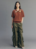 Vintage Hand-Crochet Polo Knit T-shirt