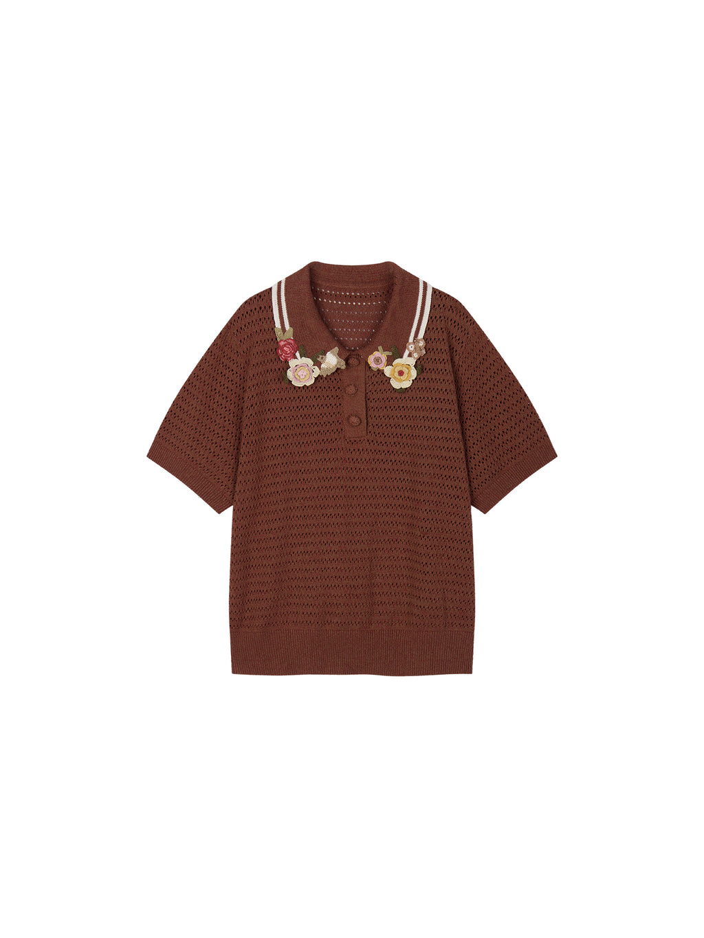 Vintage Hand-Crochet Polo Knit T-shirt
