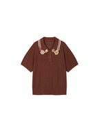 Vintage Hand-Crochet Polo Knit T-shirt