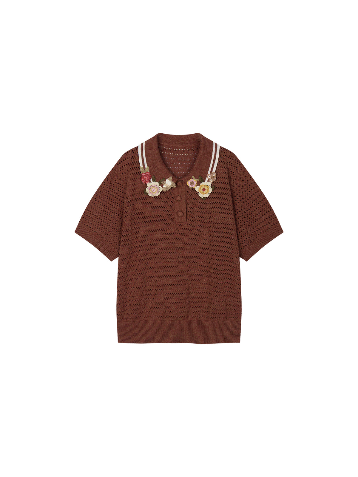 Vintage Hand-Crochet Polo Knit T-shirt