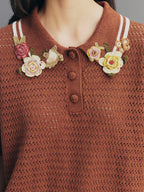 Vintage Hand-Crochet Polo Knit T-shirt