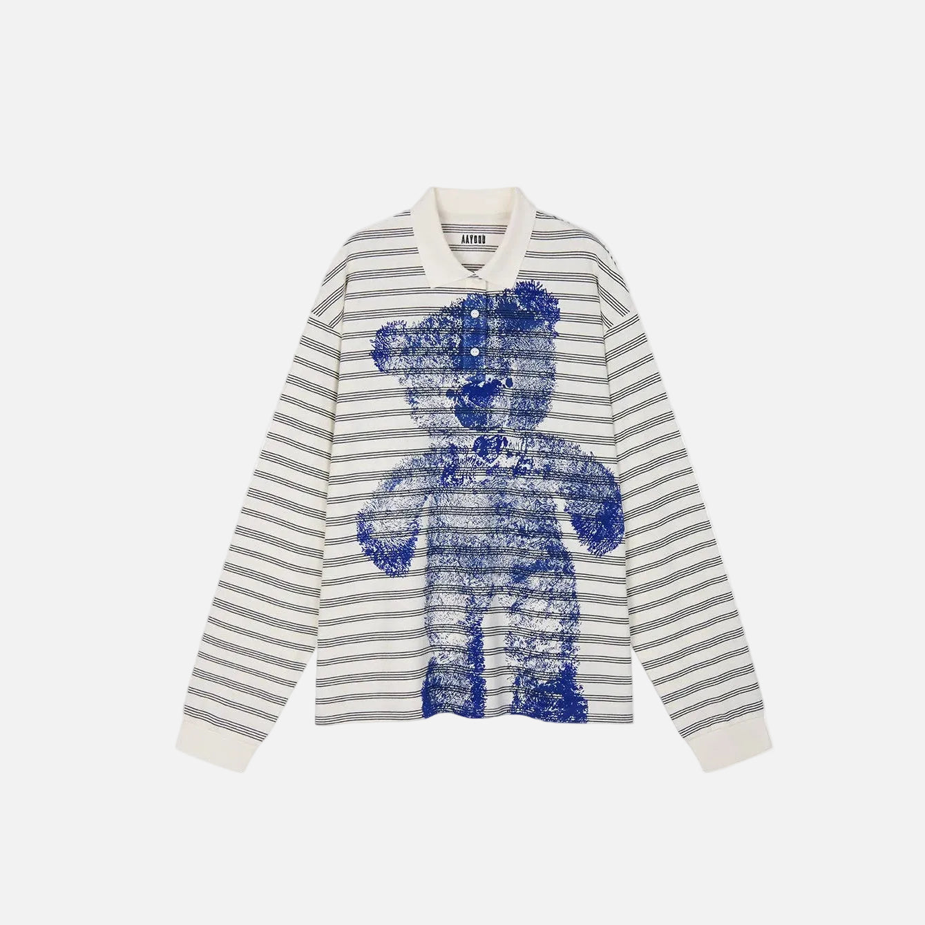 Bear-Print Polo Sweatshirt