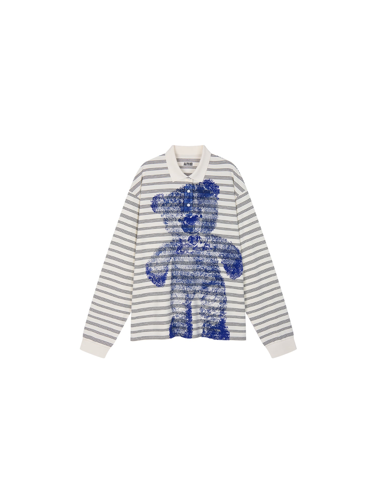 Bear-Print Polo Sweatshirt