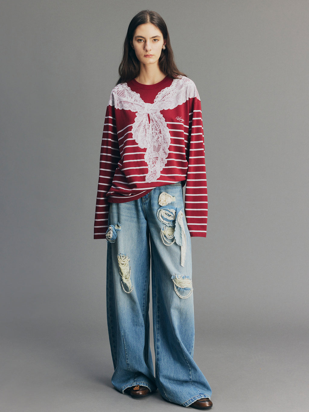 Striped Sailor Collar Sweatshirt