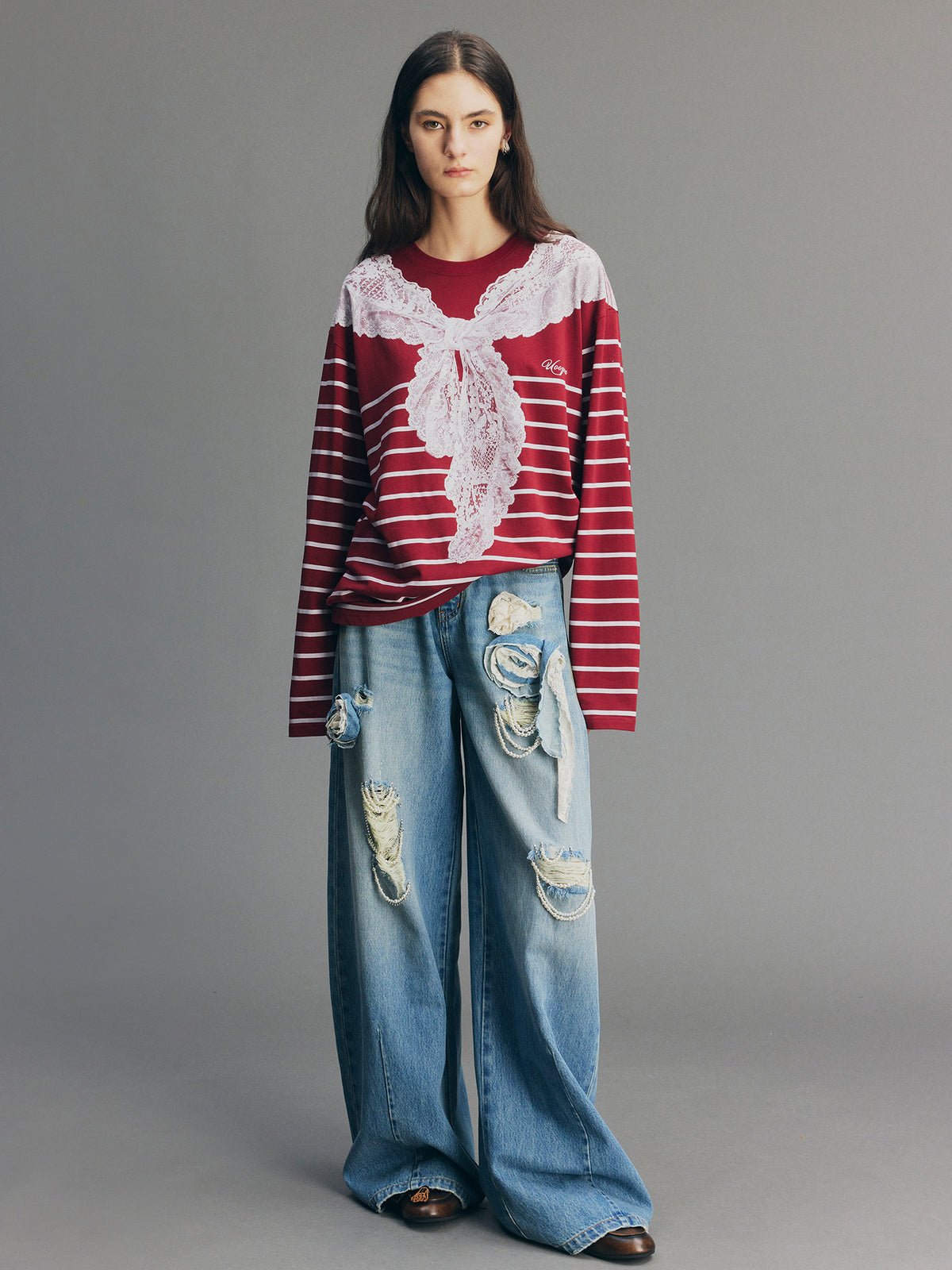 Striped Sailor Collar Sweatshirt